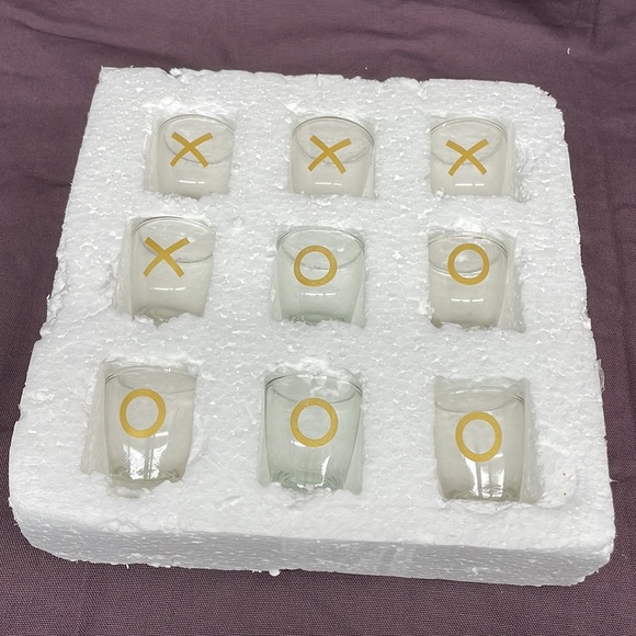 Tic tax toe bar marble shot glass set up 8x8 board + 9 glasses - Picture 5 of 6